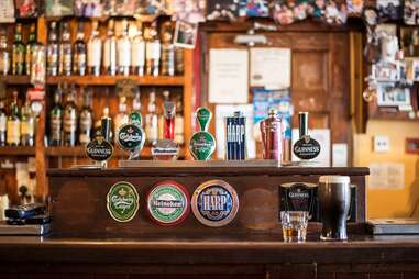 Beer tabs in an Irish pub