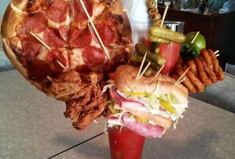 Image result for bloody mary with food