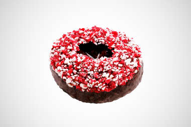 Krispy Kreme chocolate peppermint bark donut
