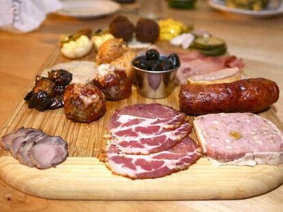 A charcuterie platter at Hopster's Brew & Boards