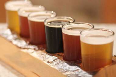 A flight of beer at Hopster’s Brew & Boards
