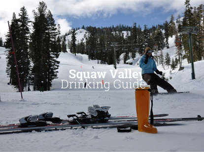 Squaw Valley Drinking Guide (yes that's a to-go boot of beer)