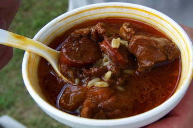 Pheasant, quail, and andouille gumbo