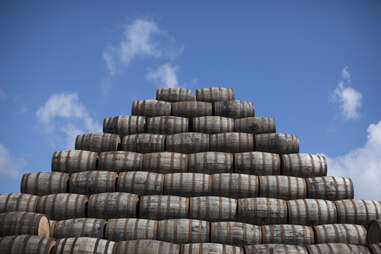 wooden barrel pyramid