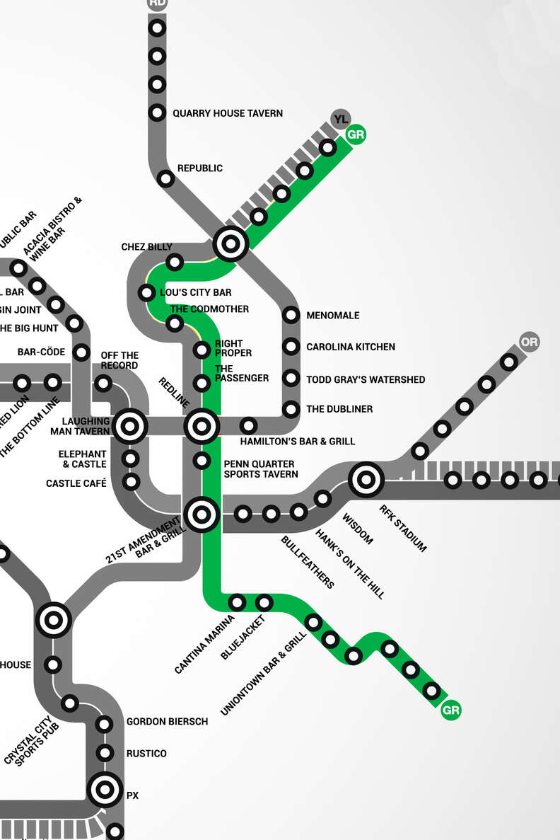 Green Line DC Metro bar map