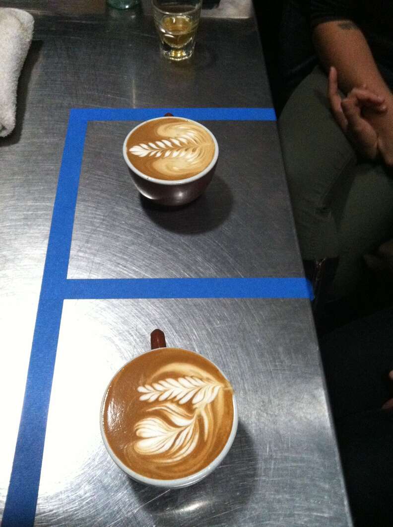 Barista art at Blue Bottle