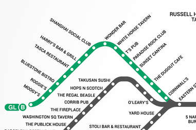 Green Line B Boston T Bar Map