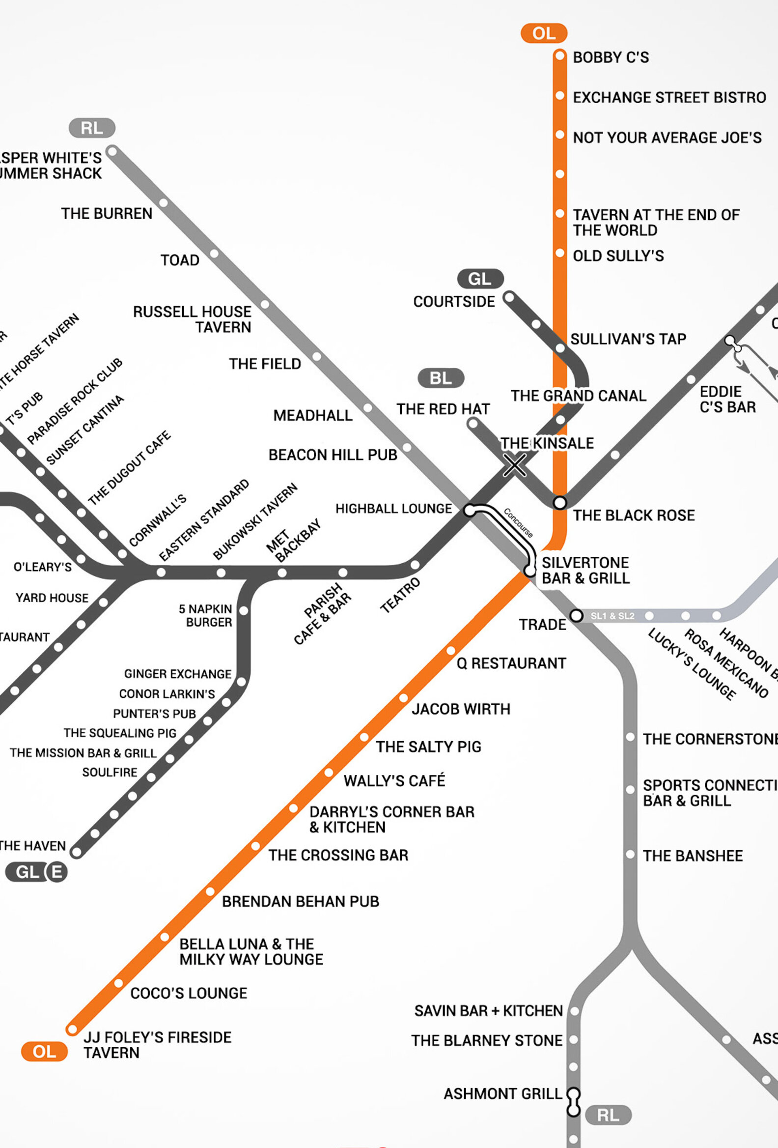 Boston's first map of bars near the T MBTA Bar Map Thrillist