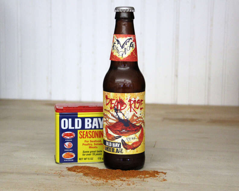 Old Bay Dead Rise Summer Ale with tin of Old Bay