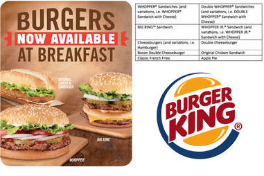 Burgers for Breakfast Menu at Burger King - New Fast Food Breakfast
