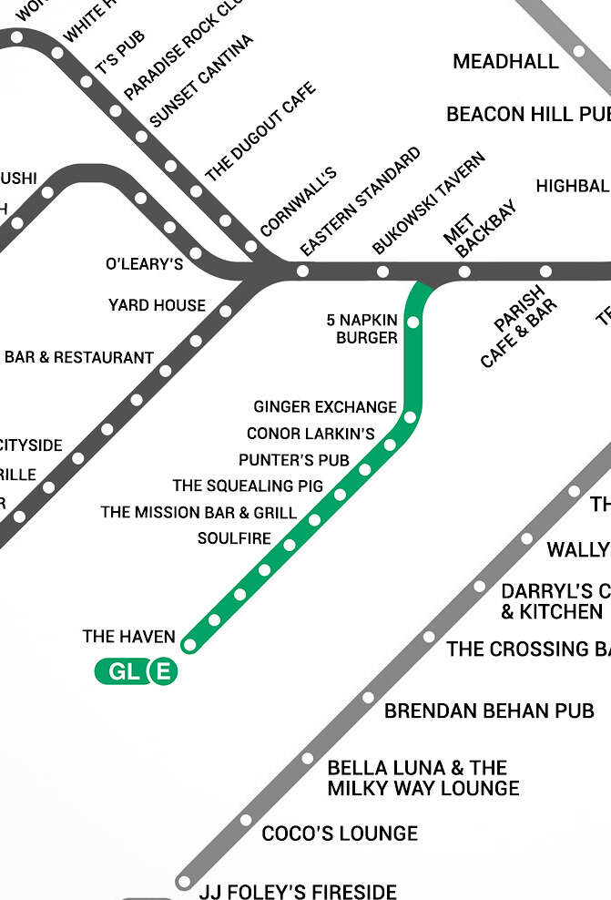 Green Line E Boston T Bar Map