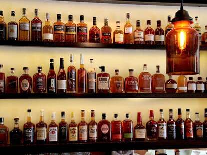 Shelves of whiskey