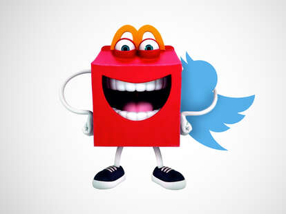 McDonald's mascot Happy with Twitter bird