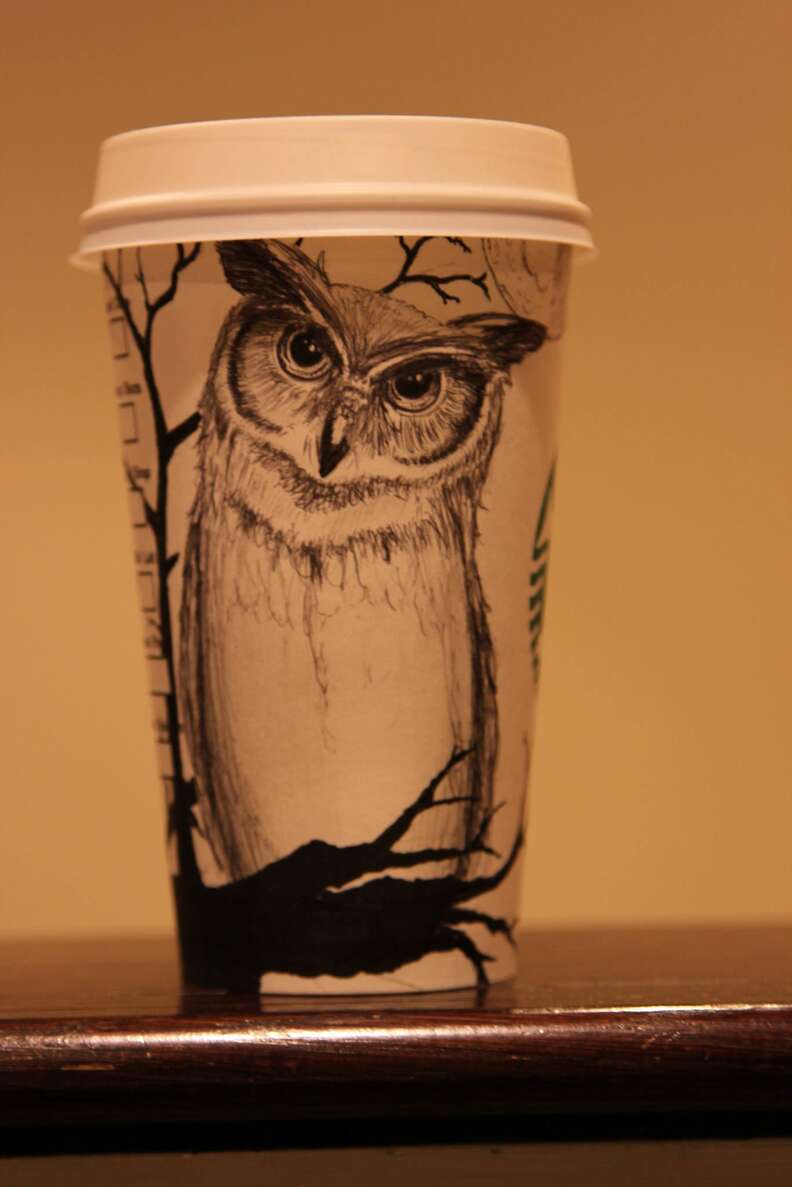 Gabriel Nkweti Lafitte Starbucks cup owl