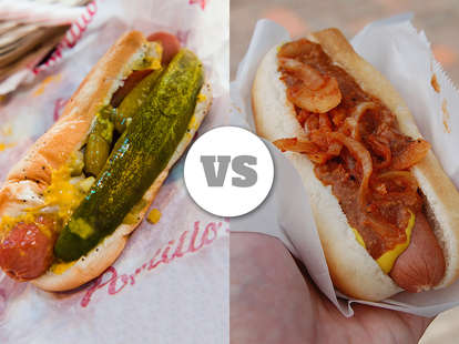 chicago and new york hot dogs