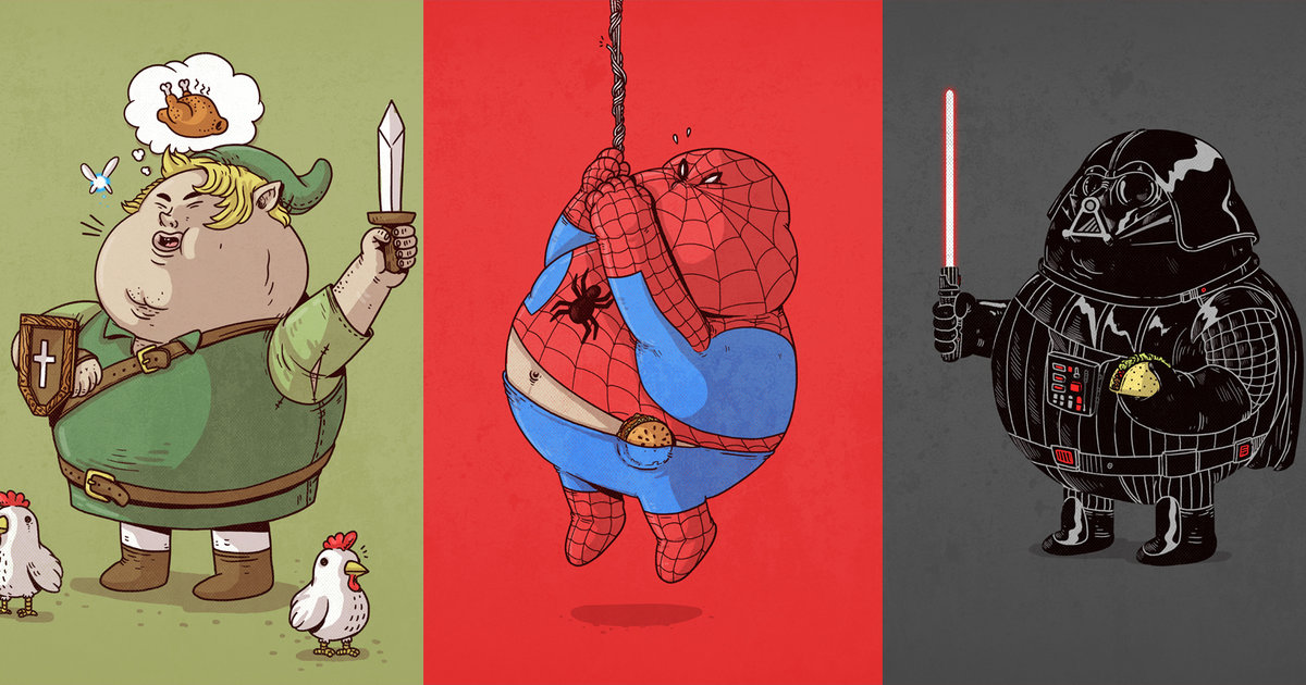 Fat superheroes by Famous Chunkies - Your childhood heroes are morbidly