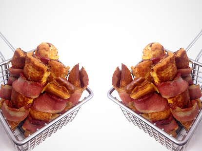 Bacon-wrapped grilled cheese sticks