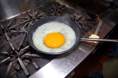 frying ostrich egg
