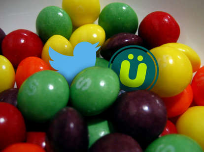 Skittles with Twitter and Uberfacts logos