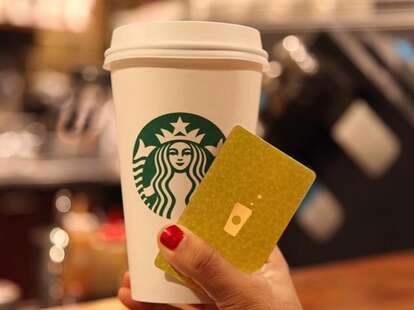 Starbucks drink with gold card