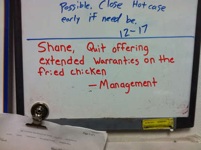 Shane Wal-Mart deli fried chicken warranty