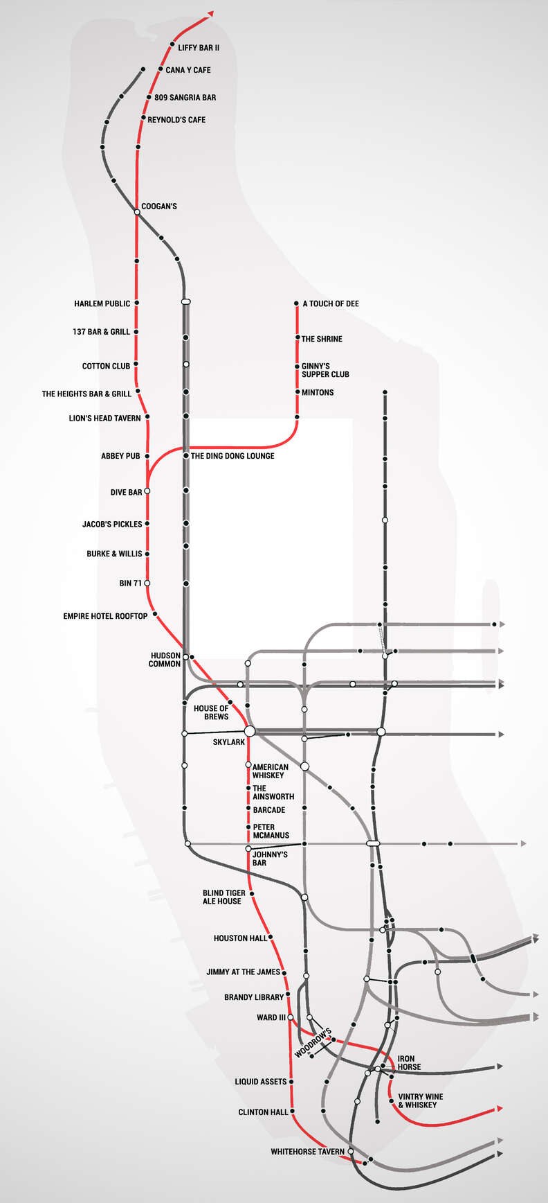 NYC Subway Map With Bars For Every Stop - Thrillist