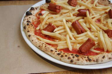 french fry hotdog pizza