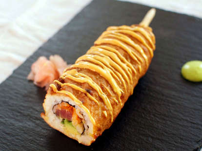 Spicy tuna roll corn dog