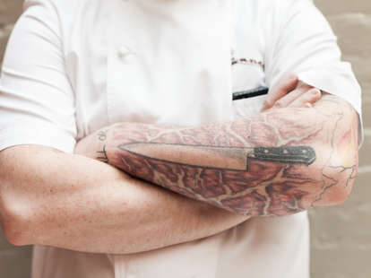 knife tattoo on chef