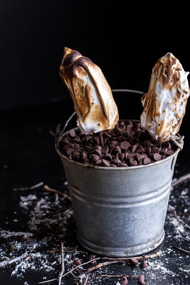 Inside Out Peanut Butter Nutella Banana S'mores Recipe by Half Baked