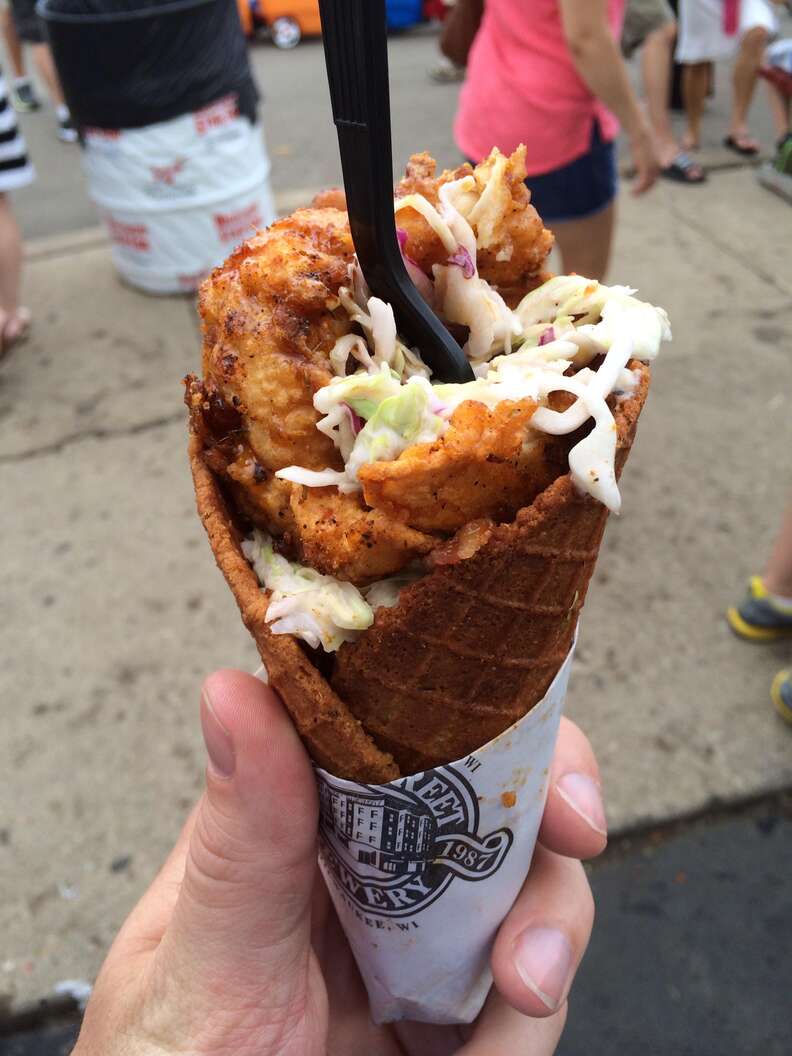 Chicken and waffle cone