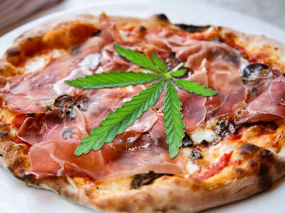 Pizza with pot leaf