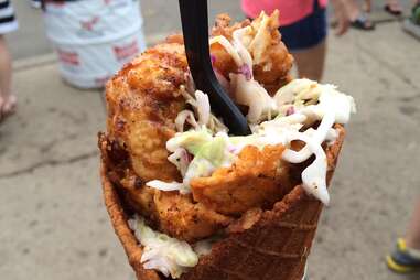 Chicken and waffle cone