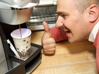 Guy excited about coffee