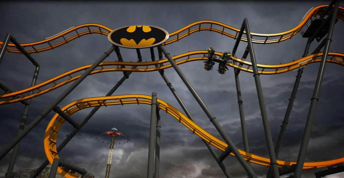 Batman Roller Coaster At Six Flags Fiesta In San Antonio - New 