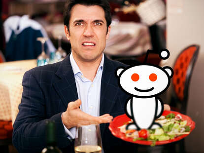 Rude restaurant customer with Reddit mascot