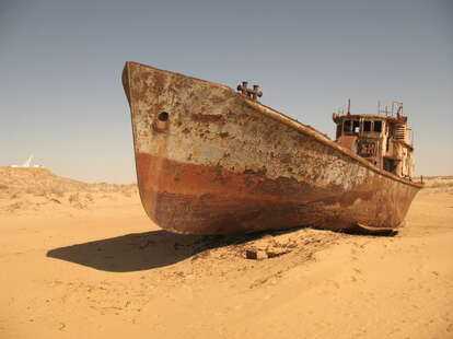 Sea, ship, old, sunk, beach, landscape, vintage, wrecked