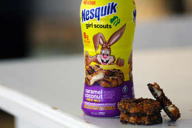 nesquik samoa caramel delite cookie milk