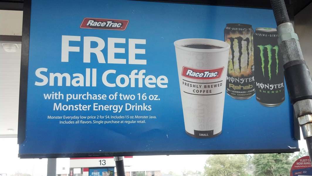 RaceTrac Free Coffee with Purchase of Monster Energy Drinks Deal