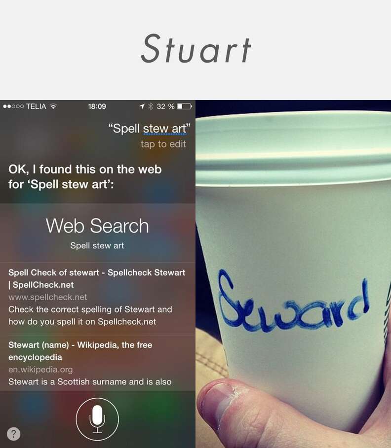 Siri vs. Starbucks spelling Stuart