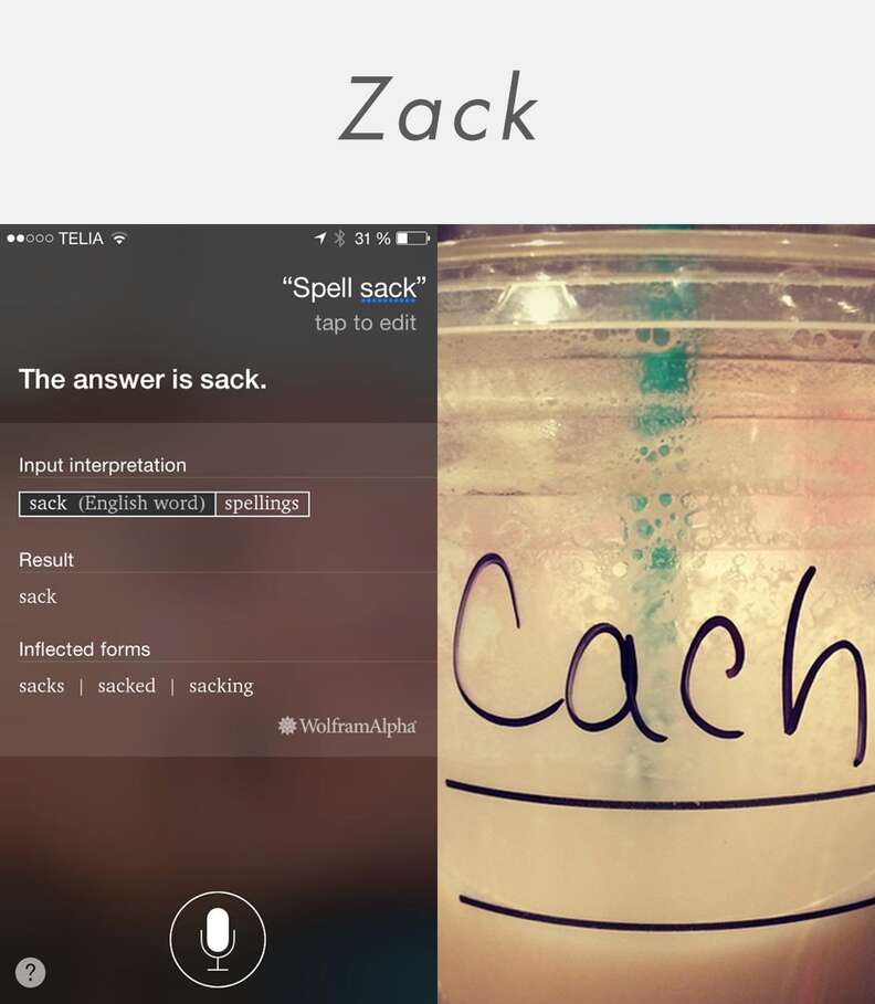 Siri vs. Starbucks spelling Zack