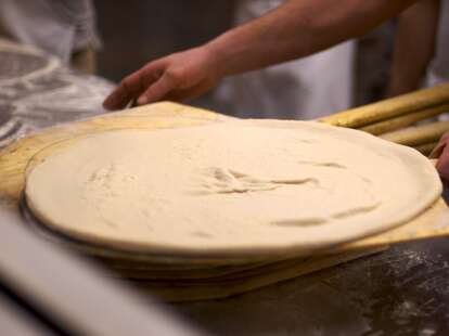 Unbaked pizza dough