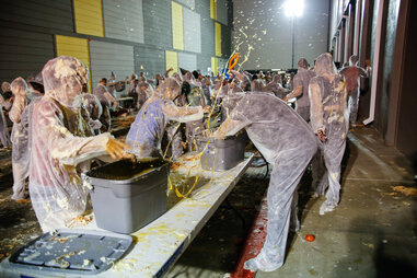 Pudding Exploding Epic Food Fight - Fantastic Fest Food Fight - Thrillist
