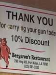 Restaurant offers discount to anyone carrying a gun