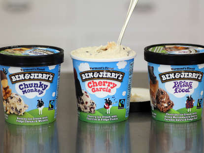 Ben & Jerry's pints of Chunky Money, Cherry Garcia, Phish Food