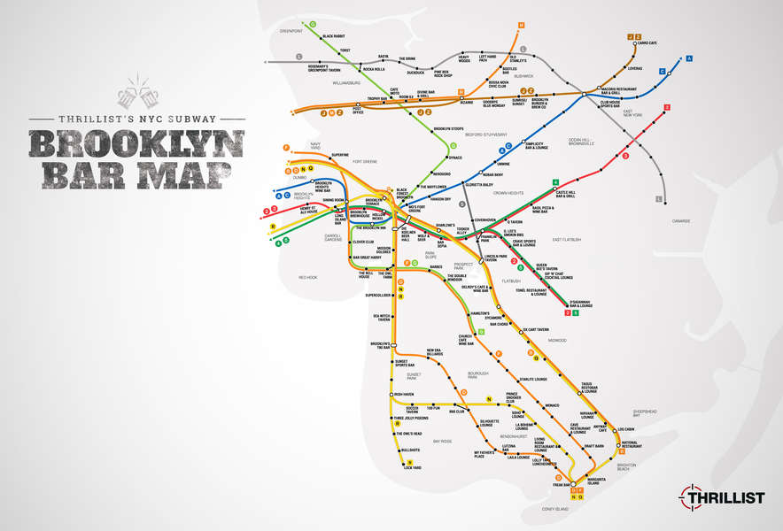 Best Brooklyn Bars NYC Subway Map Thrillist