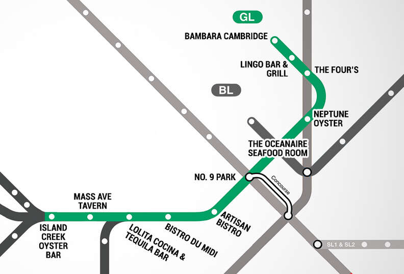 T Stop Map Map of Restaurants Near Boston T Stops - MBTA restaurant guide - Thrillist
