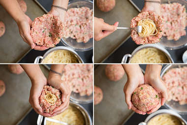 Spaghetti-stuffed Meatball — Thrillist Recipes