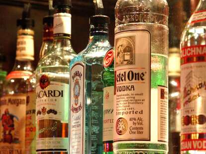 Shelf of rum, gin, vodka