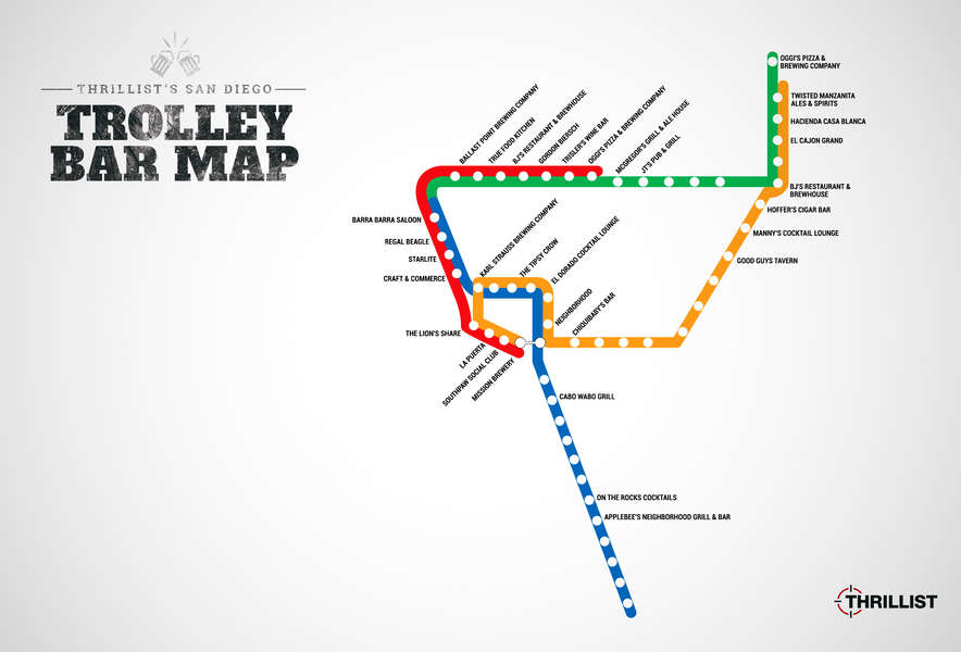 San Diego Trolley Bar Map - Bars Near Every San Diego Trolley Stop ...